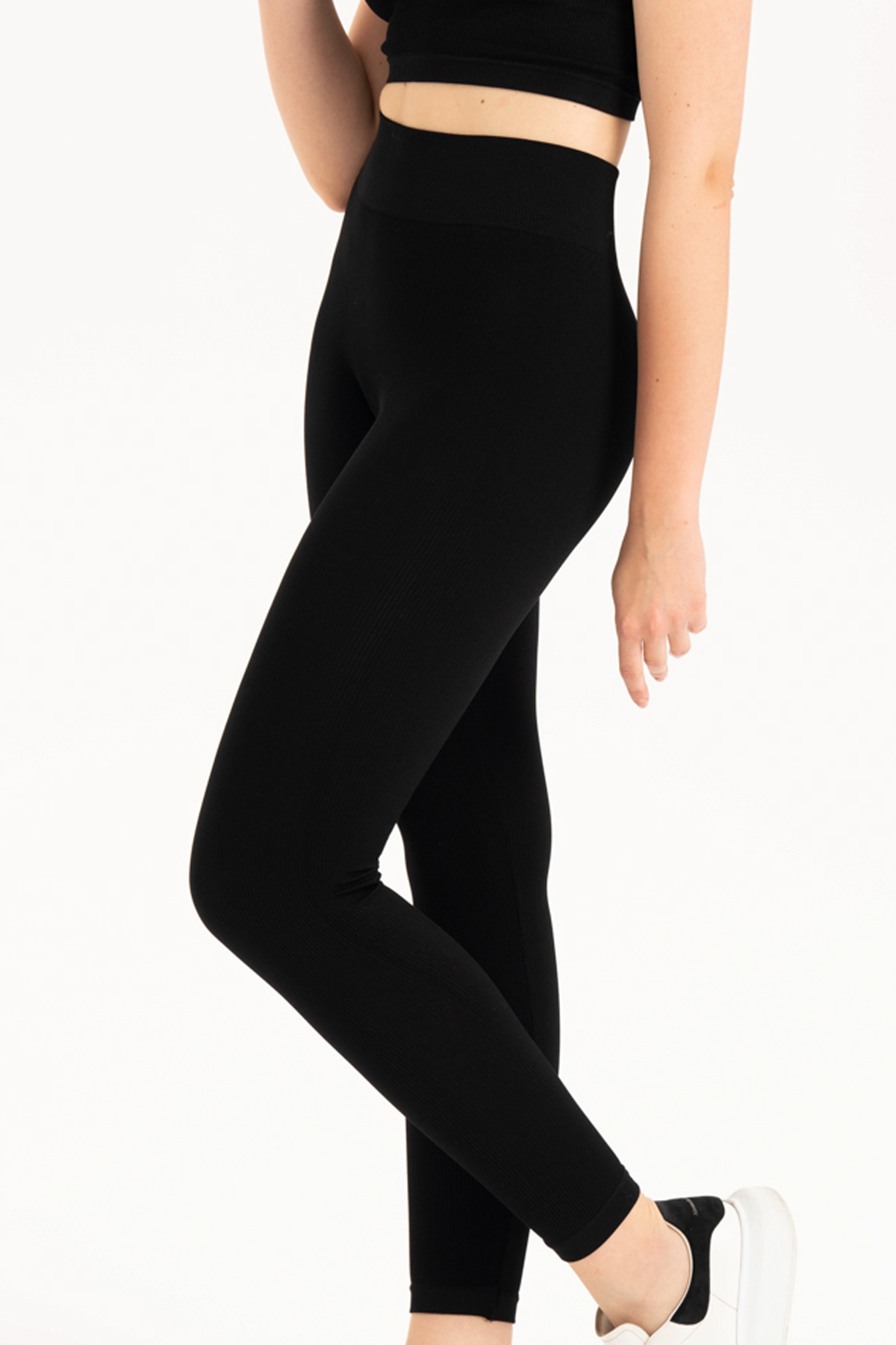 Toparlayıcı Etkili Yüksek Bel Seamless Tayt Siyah