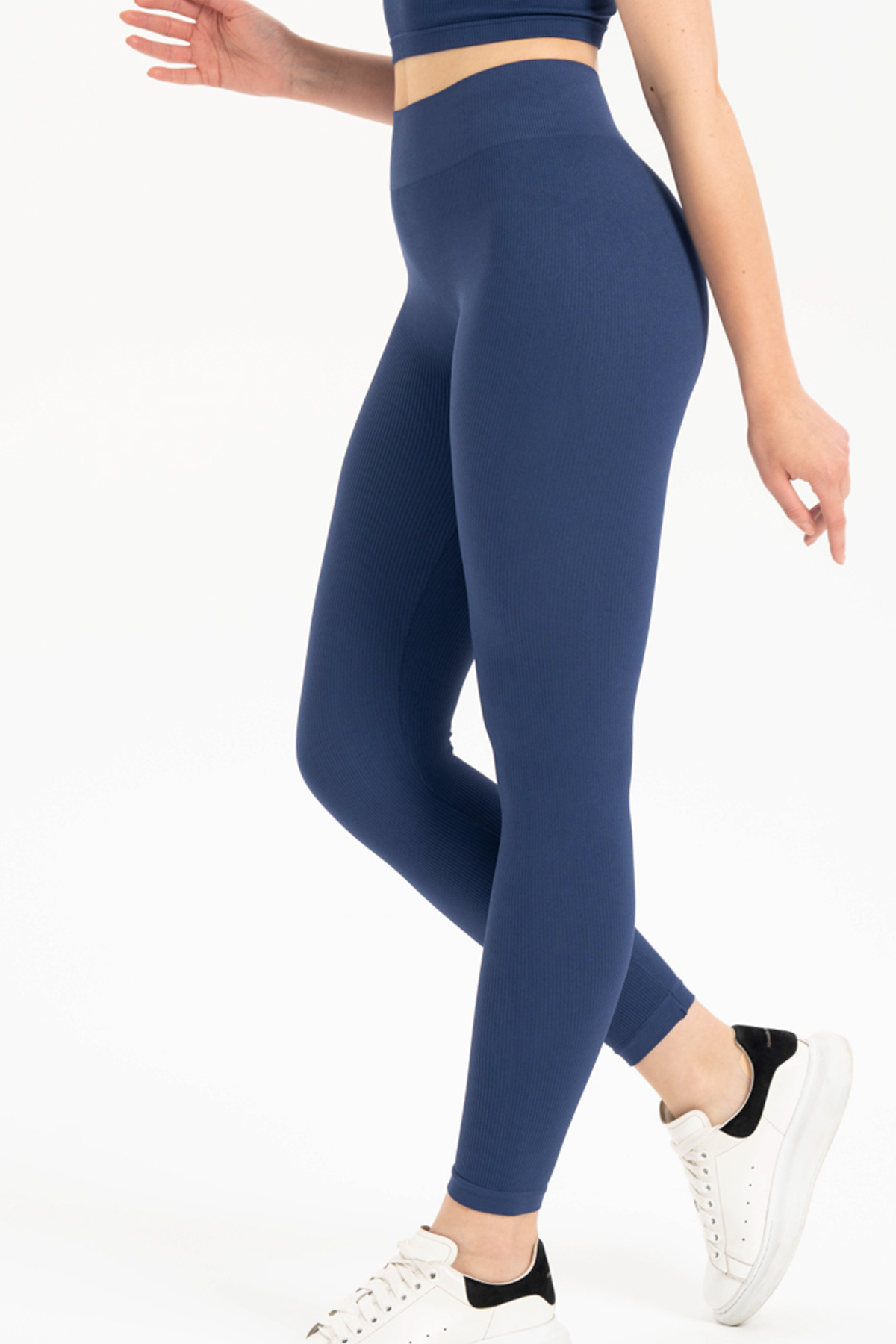 Toparlayıcı Etkili Yüksek Bel Seamless Tayt Lacivert
