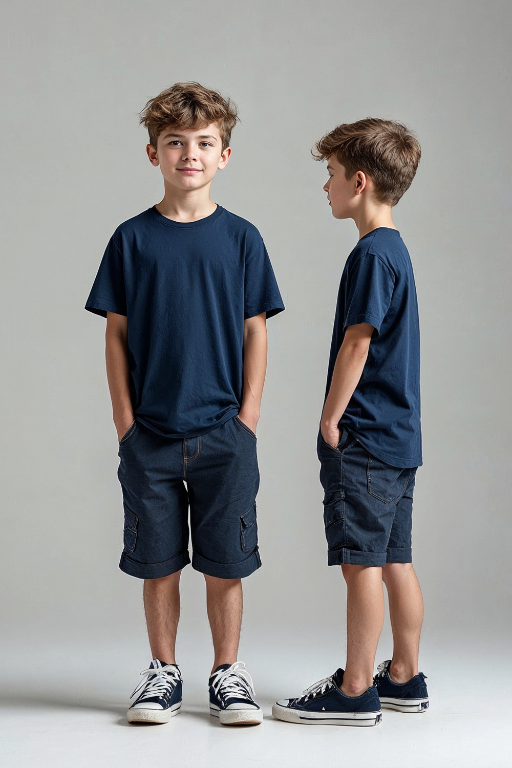 Erkek Çocuk Basic Düz Lacivert T-Shirt Model No : 001
