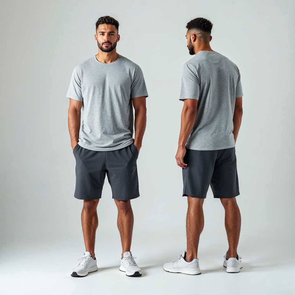 Erkek Basic Düz Gri Oversize T-Shirt Model No : 001