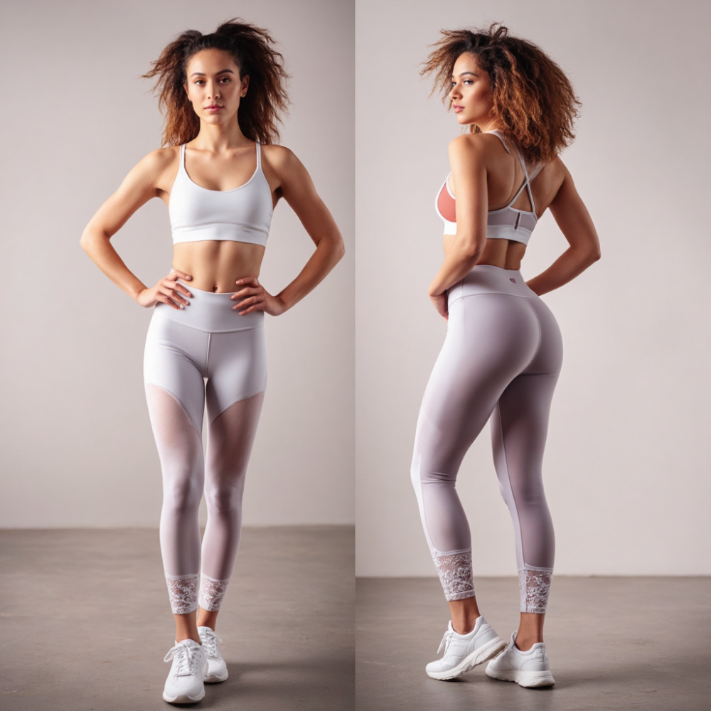 Kadın Düz Beyaz Uzun Tayt Model No: 045