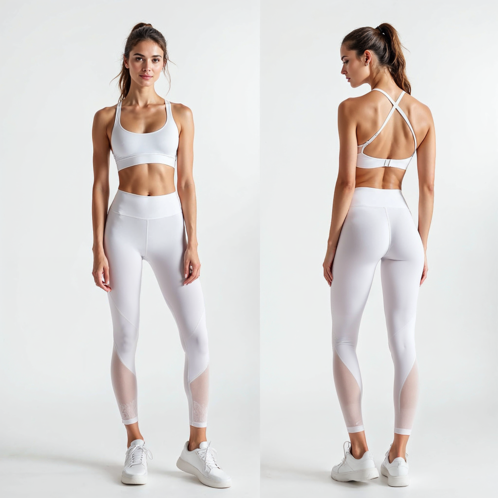 Kadın Düz Beyaz Uzun Tayt Model No: 050