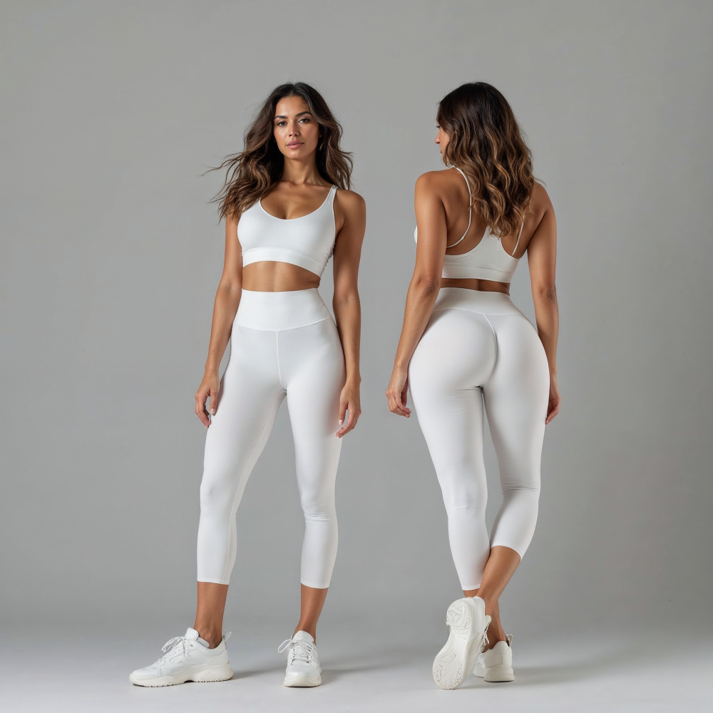 Kadın Düz Beyaz Uzun Tayt Model No: 055