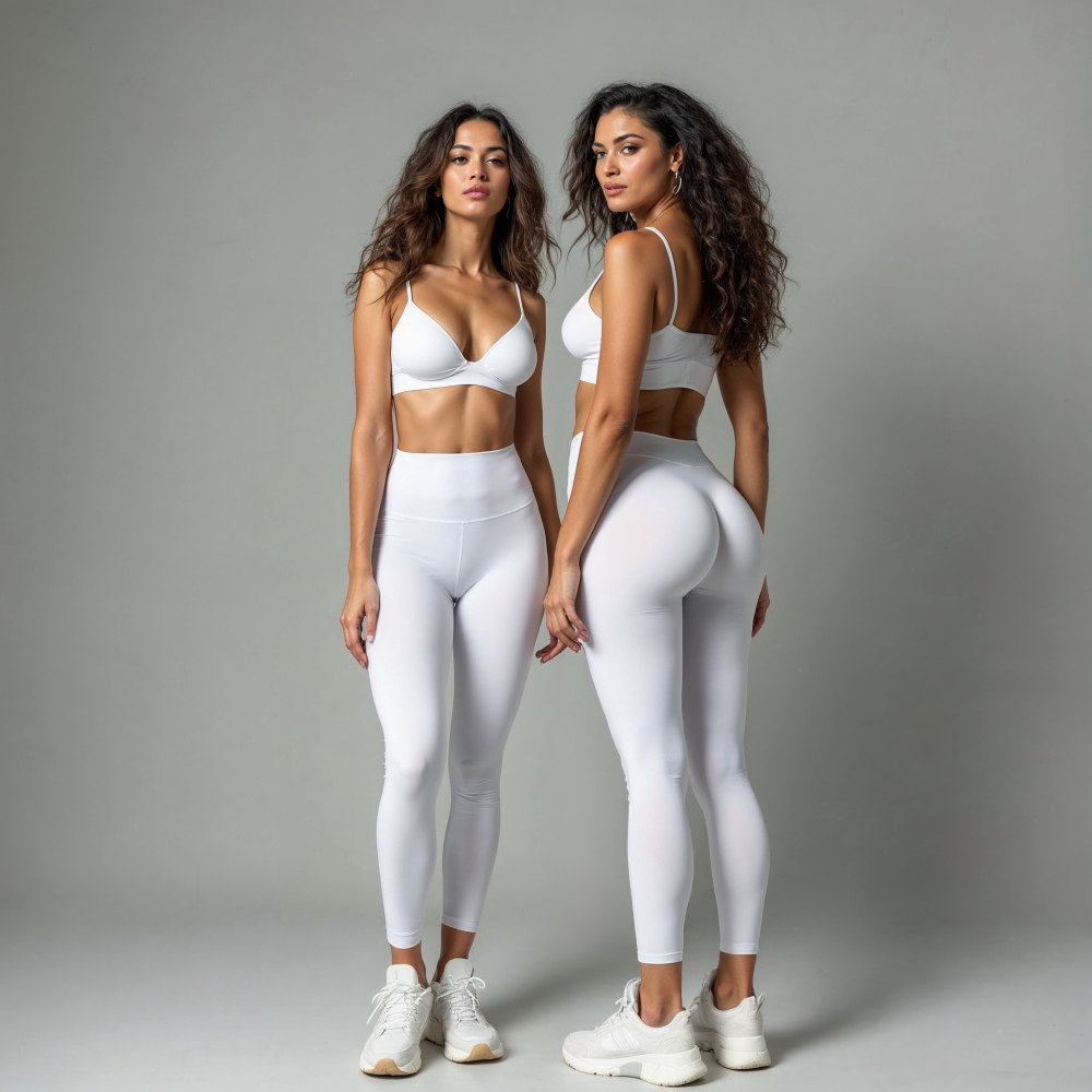 Kadın Düz Beyaz Uzun Tayt Model No: 056