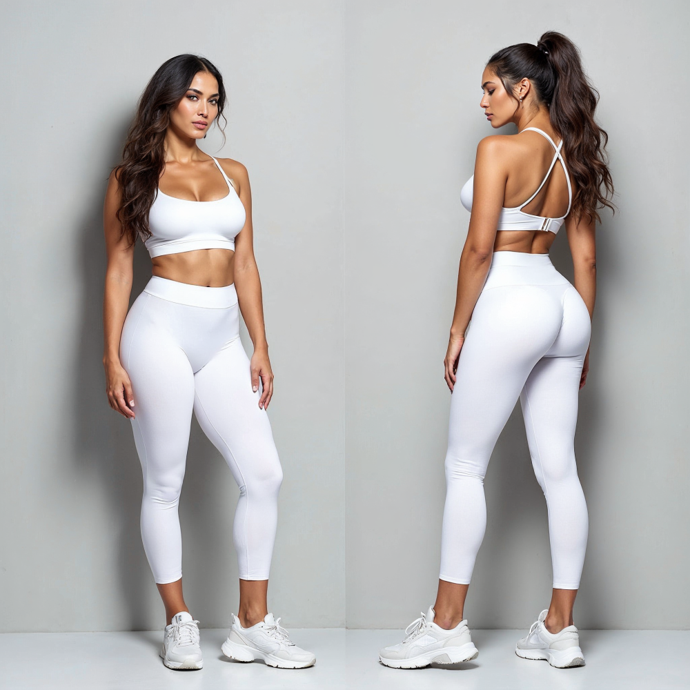 Kadın Düz Beyaz Uzun Tayt Model No: 057