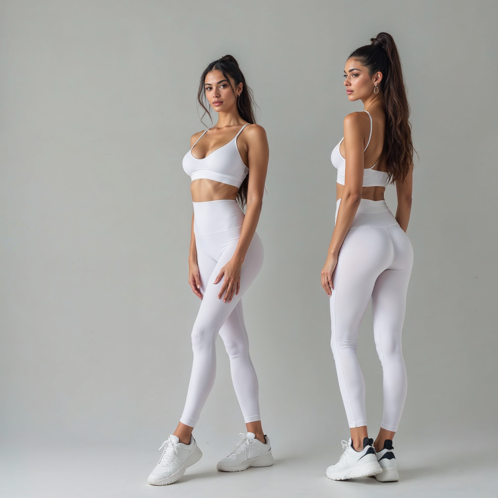 Kadın Düz Beyaz Uzun Tayt Model No: 058