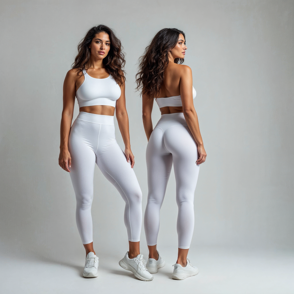 Kadın Düz Beyaz Uzun Tayt Model No: 059