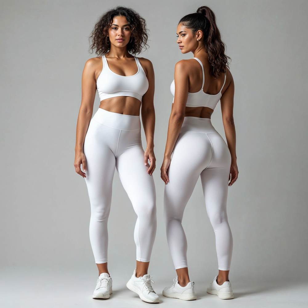 Kadın Düz Beyaz Uzun Tayt Model No: 060