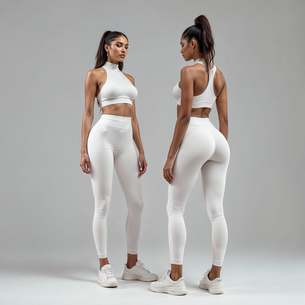 Kadın Düz Beyaz Uzun Tayt Model No: 061