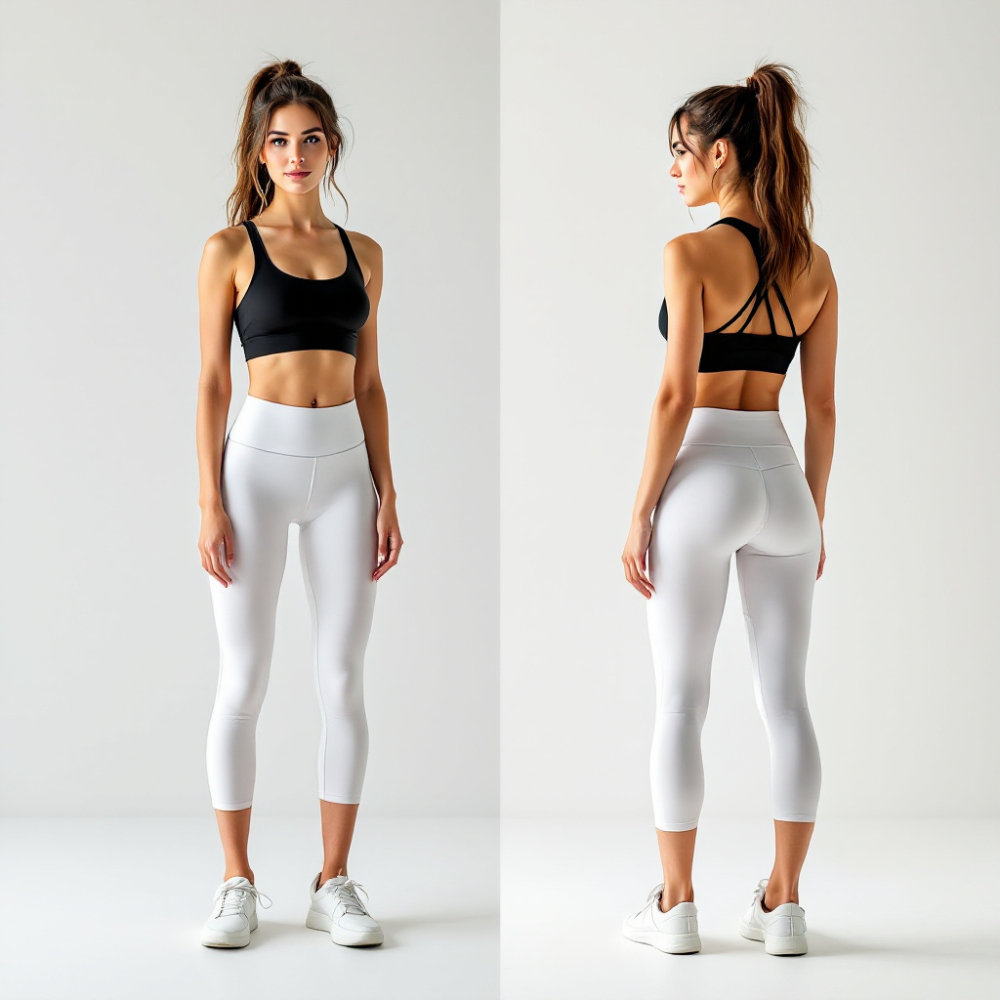 Kadın Düz Beyaz Uzun Tayt Model No: 065