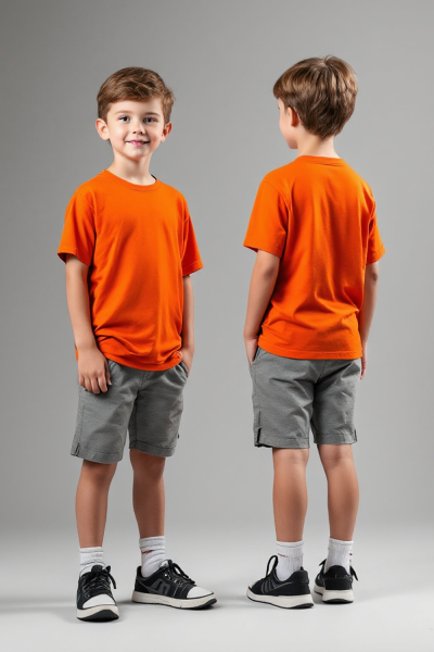 Erkek Çocuk Basic Düz Turuncu T-Shirt Model No : 001