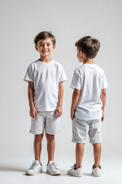 Erkek Çocuk Basic Düz Beyaz T-Shirt Model No : 001