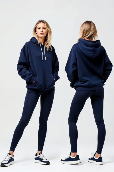 Kadın Düz Lacivert Hoodie