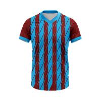 Bordo Mavi V Yaka Çapraz Çizgili Çubuklu Taraftar Forması