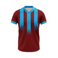 Bordo Mavi V Yaka Kesik Çubuklu Taraftar Forması