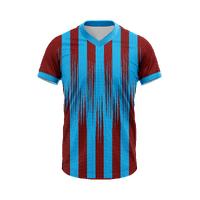 Bordo Mavi V Yaka Modern Çubuklu Taraftar Forması