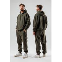 Haki Renk Erkek Sweatshirt Hoodie