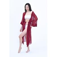 Kadın Bordo Renkli Kimono Model No : 001